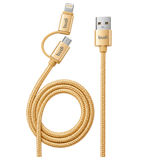 Budi USB A To Lightning/Micro M8J175-GLD